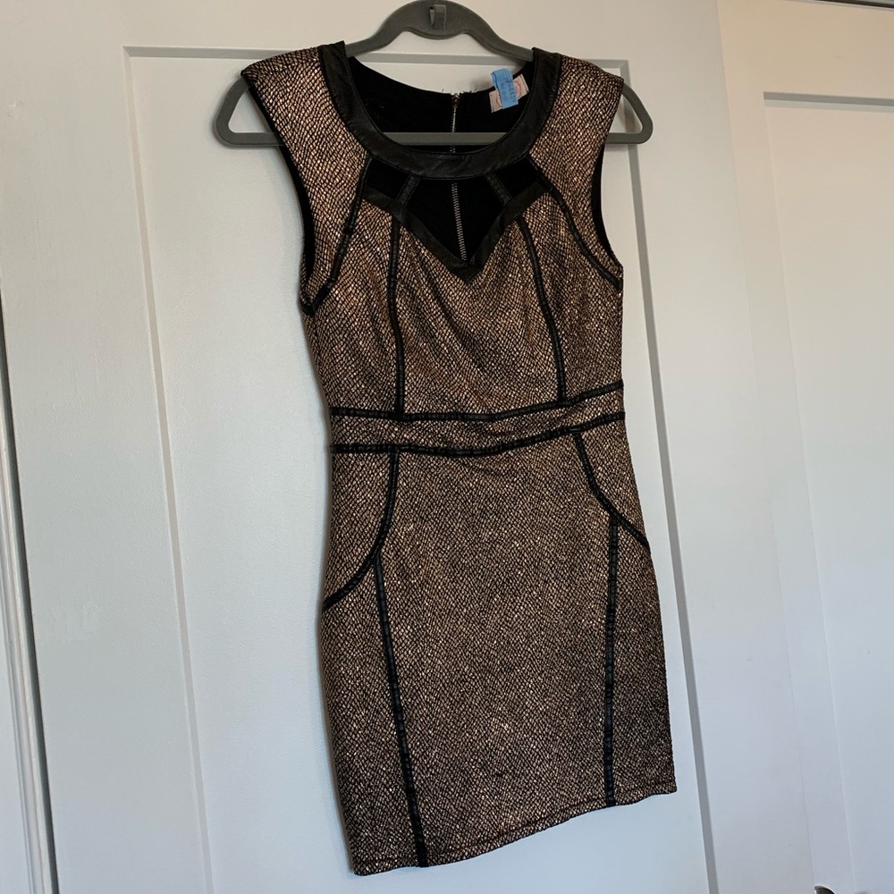 Gold and black mini dress